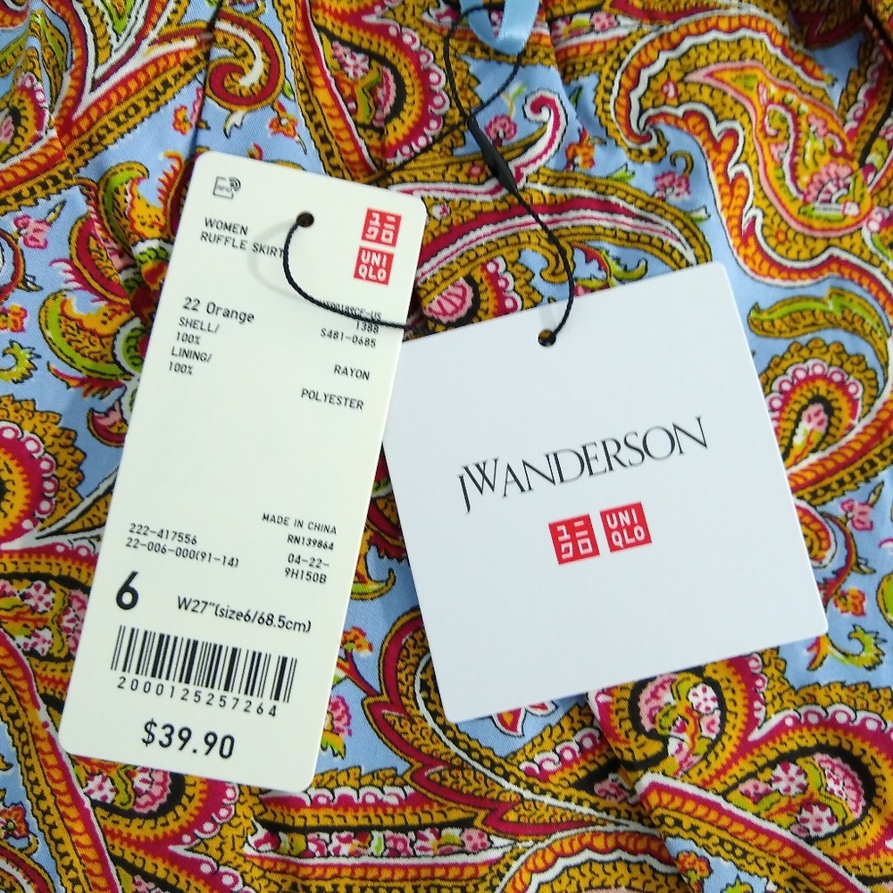 Uniqlo Women Ruffle Skirt Size 6 - Blue or Orange - Picture 8 of 8